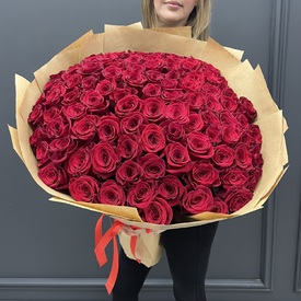 Букет из 101 красной розы 60см