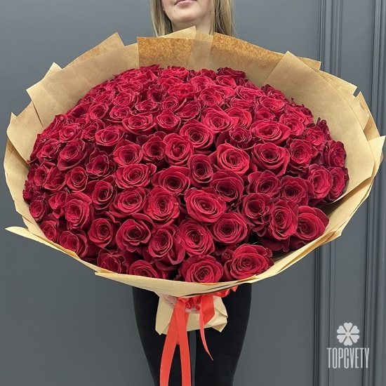 Букет из 101 красной розы 60см