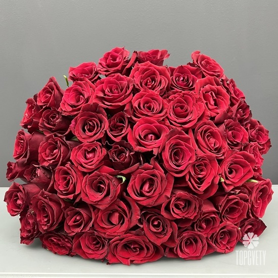 Букет из 51 красной розы Кения 40см