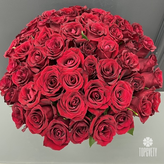 Букет из 51 красной розы Кения 40см