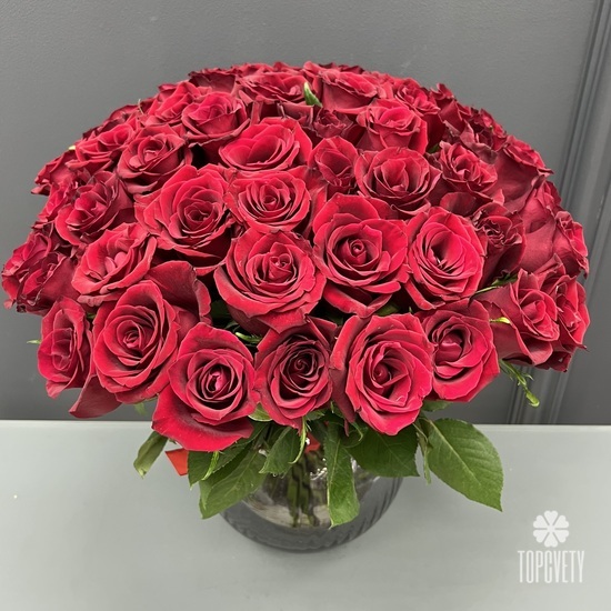 Букет из 51 красной розы Кения 40см