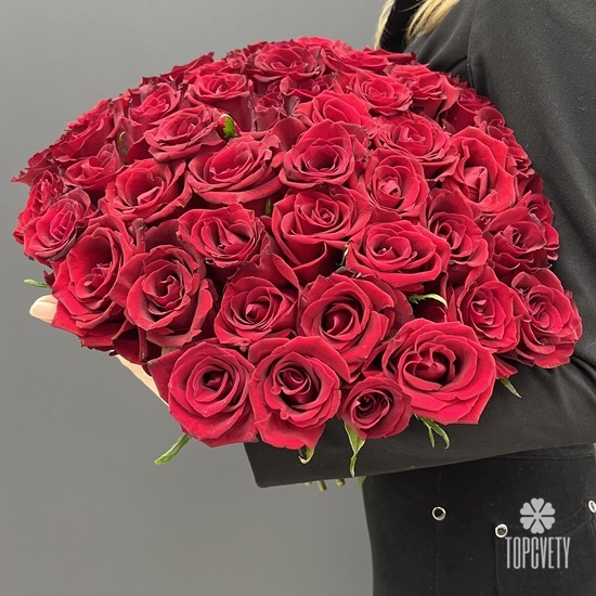 Букет из 51 красной розы Кения 40см