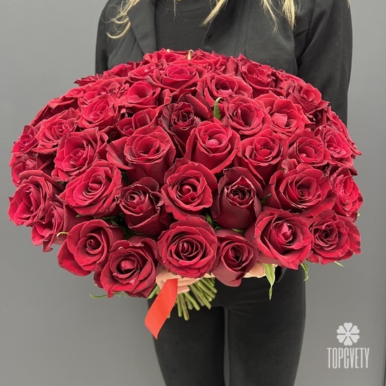 Букет из 51 красной розы Кения 40см