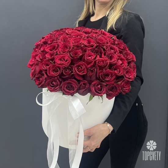 Букет из 101 красная роза в коробке