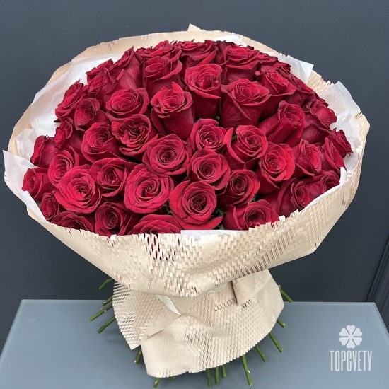 Букет из 51 красной розы Эксплорер 70см