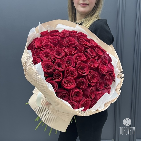 Букет из 51 красной розы Эксплорер 70см