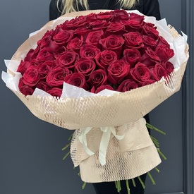 Букет из 51 красной розы Эксплорер 70см