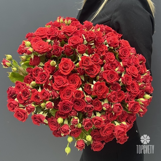 Букет из 51 красной розы кустовой 