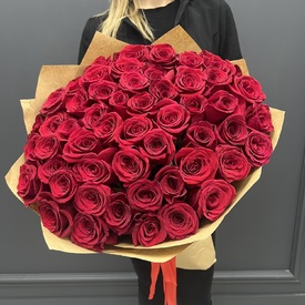 Букет из 51 красной розы 70см