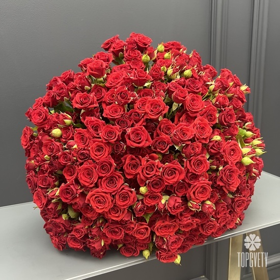 Букет из 101 красной кустовой розы 50см