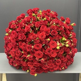 Букет из 101 красной кустовой розы 50см