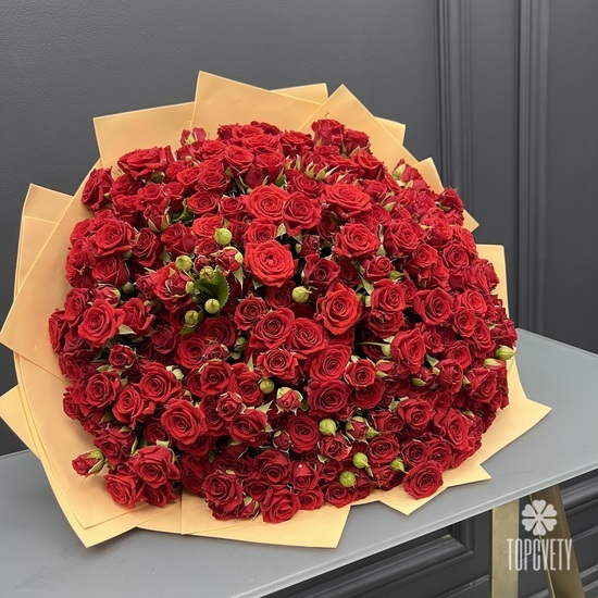 Букет из 101 красной кустовой розы  40см