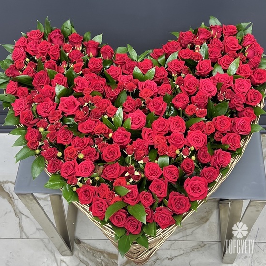 Сердце из 101 красной розы «Премиум»