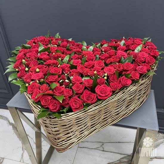 Сердце из 101 красной розы «Премиум»