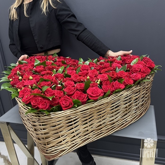 Сердце из 101 красной розы «Премиум»