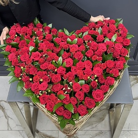 Сердце из 101 красной розы «Премиум»