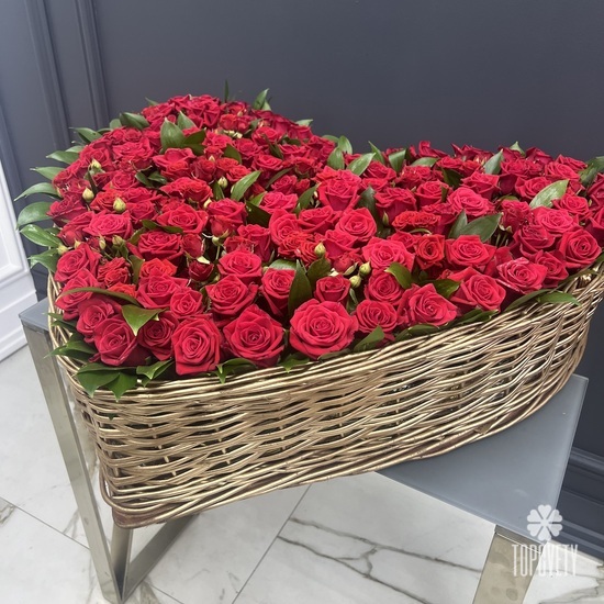 Сердце из 101 красной розы «Премиум»