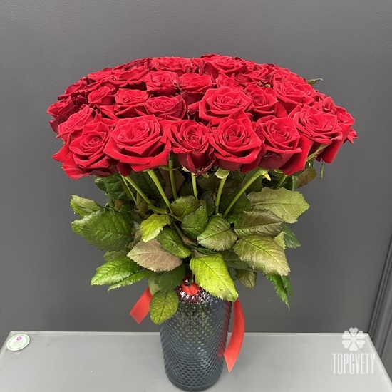 Букет из 51 красной розы 60см 