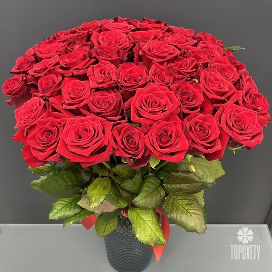 Букет из 51 красной розы 60см 