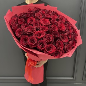 Букет из 51 красной розы 80см 