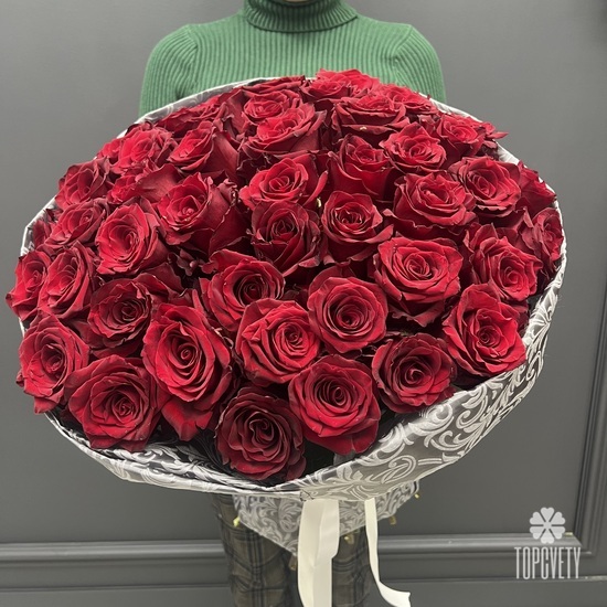 Букет из 51 красной розы Премиум 70см