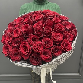Букет из 51 красной розы Премиум 70см