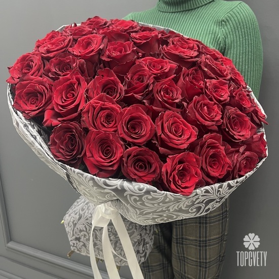 Букет из 51 красной розы Премиум 70см