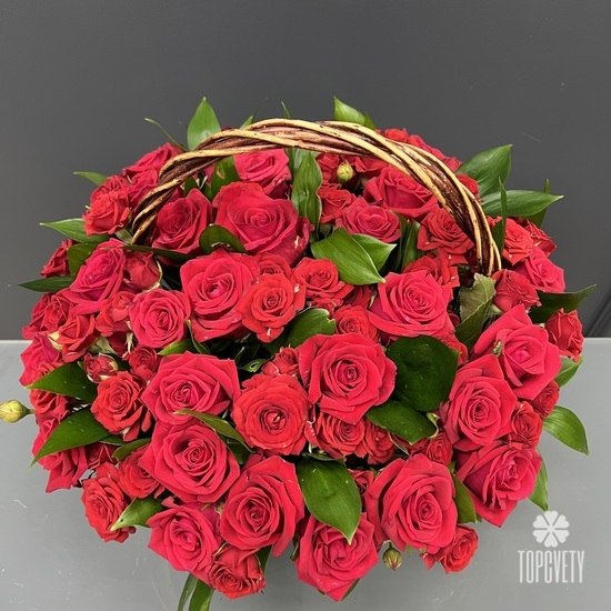 Букет из 51 красная роза в корзине