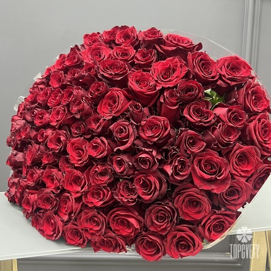 Букет из 101 красной розы Эксплорер 70см