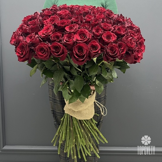 Букет из 101 красной розы Эквадор 70см