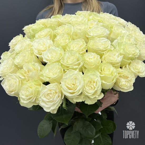 Букет из 51 белой розы 70 см