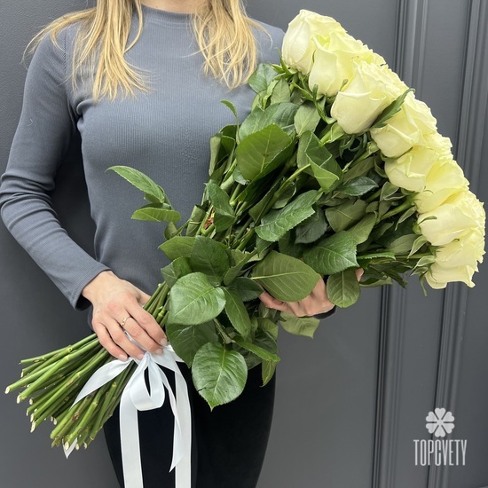 Букет из 51 белой розы 70 см