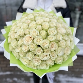 Букет из 101 белой розы 40см