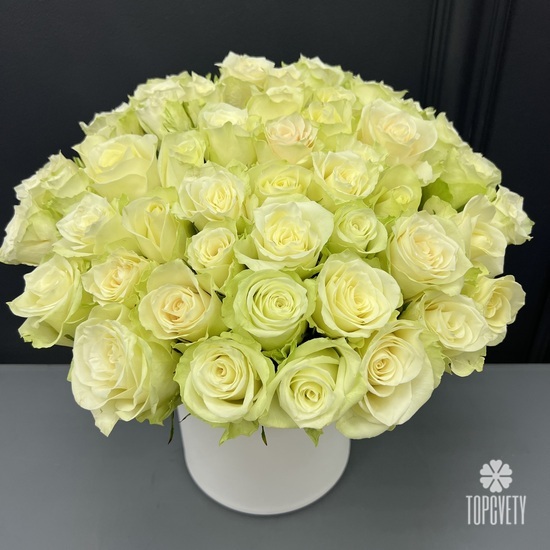 Композиция из 51 белая роза в коробке