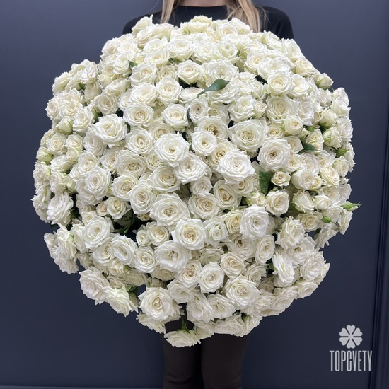 Букет из 101 белой кустовой  розы 50см