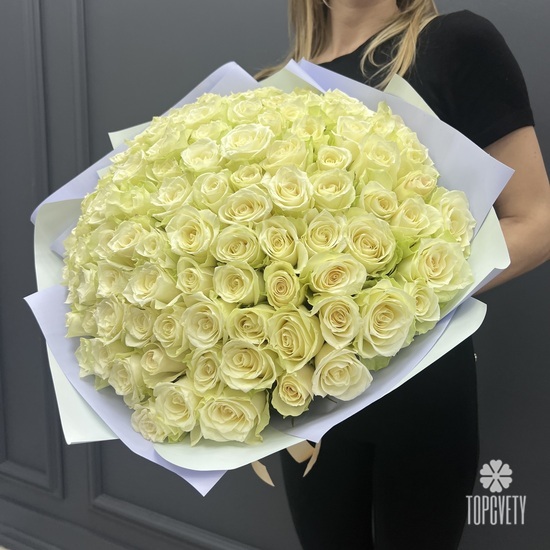 Букет из 101 белой розы 40см