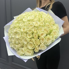 Букет из 101 белой розы 40см
