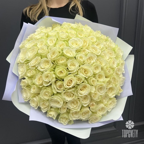 Букет из 101 белой розы 40см