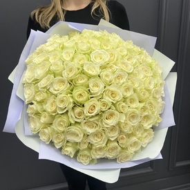 Букет из 101 белой розы 40см