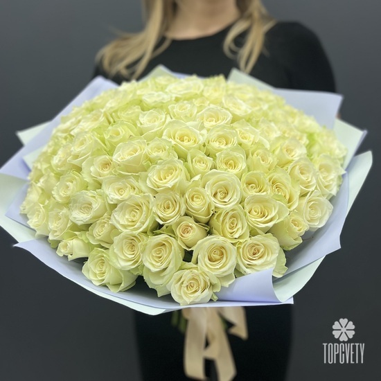 Букет из 101 белой розы 40см