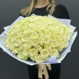 Букет из 101 белой розы 40см