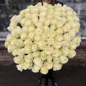 Букет из 101 белой розы Мондиаль 80см