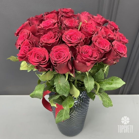 Букет из 25 красных роз 40см