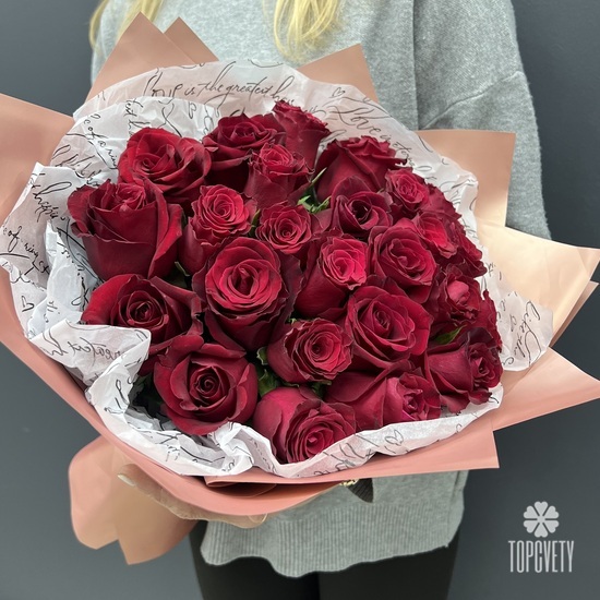 Букет из 25 красных роз 40см