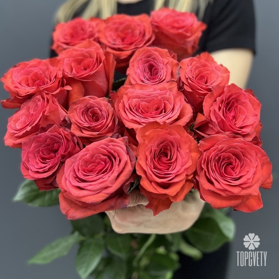 Букет из 15 красных роз 50см