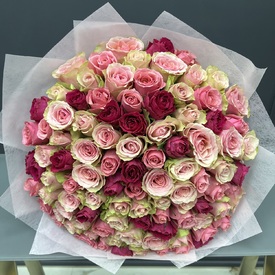 Букет из 101 розовой розы Кения 40см