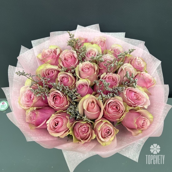 Букет из 25 розовых роз 40см