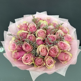 Букет из 25 розовых роз 40см