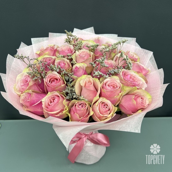 Букет из 25 розовых роз 40см