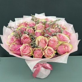 Букет из 25 розовых роз 40см